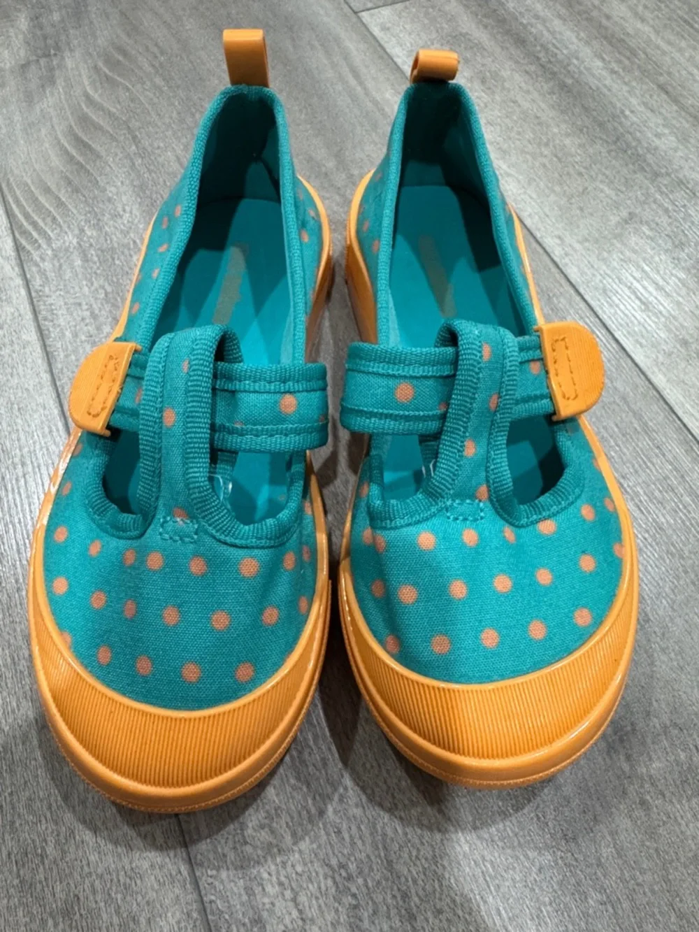 Mini Melissa Teal & Orange Polka Dot Slip-On Sneakers